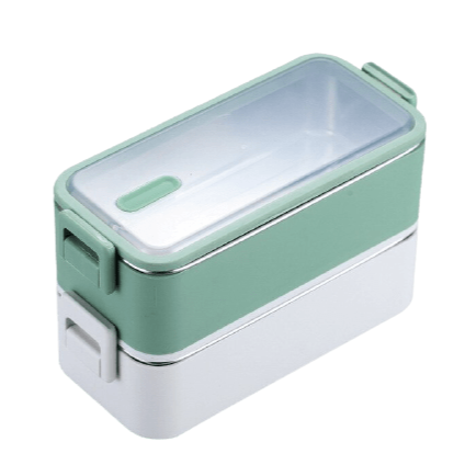 Green and White Stainless Steel Lunch Box