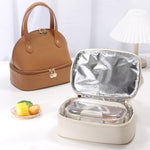 lunch bag isotherm leather woman inside
