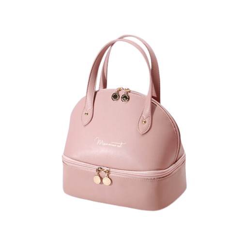 lunch bag leather pink