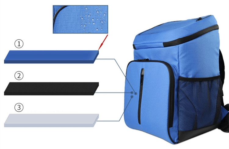 backpack thermal blue layer insulation
