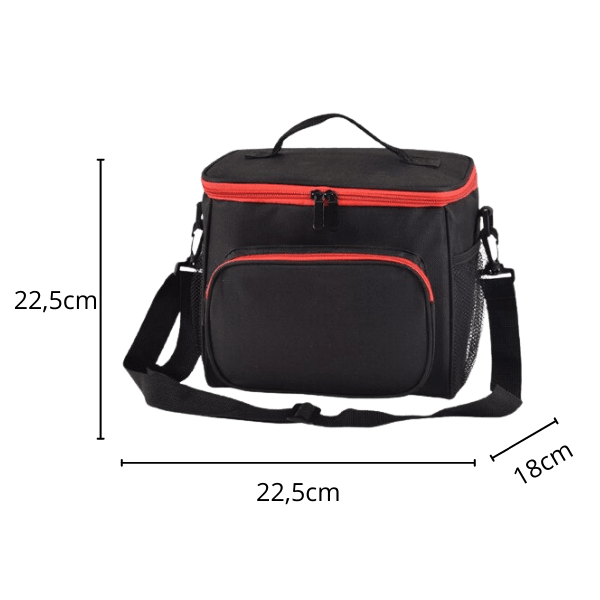 dimensions glaciere souple isotherme noire et rouge 9 litres