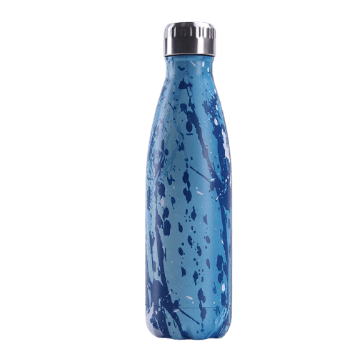 insulated stainless steel water bottle blue paint pattern - metal bottle blue painting