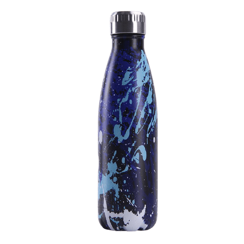 insulated stainless steel water bottle blue shades paint pattern - metal bottle blue
