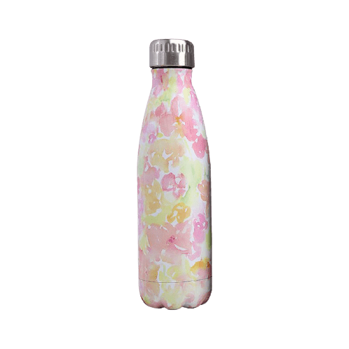 insulated stainless steel water bottle floral art pattern - metal bottle floral art
