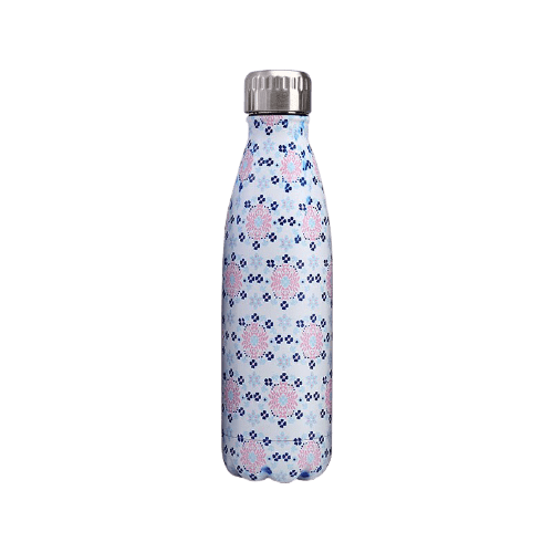 insulated stainless steel water bottle flowered mosaic pattern - metal bottle flowers