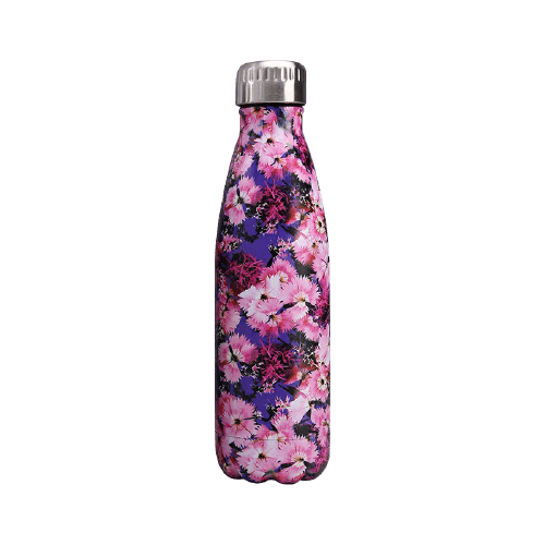 insulated stainless steel water bottle pink and purple dahlia flowers - metal bottle
