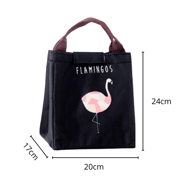 lunch-bag-isothermal-black-flamingos-size