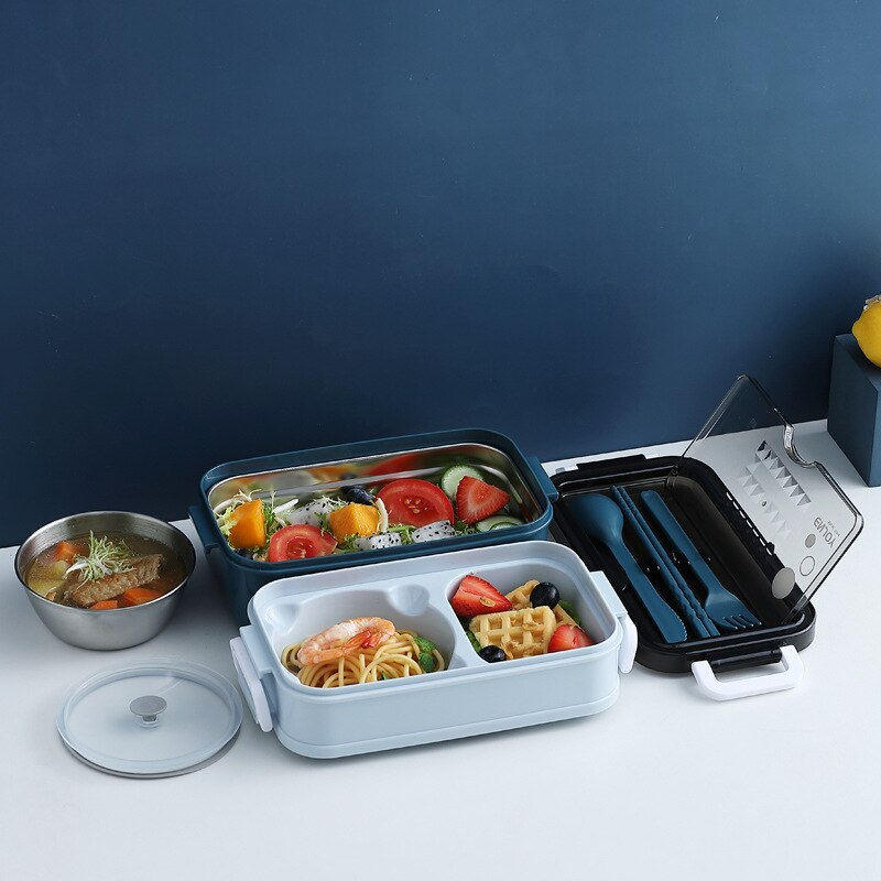 lunch-box-compartments-blue-inox-polpropylene