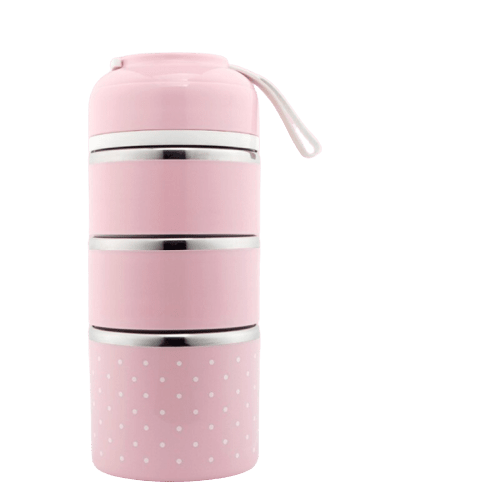 Lunch box isotherme rose trois compartiments