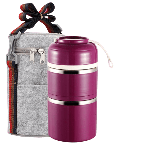 lunch box isotherme violette deux compartiments avec sac