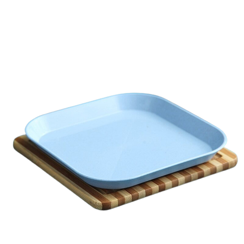 plate reusable pique blue