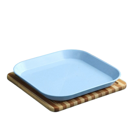 plate reusable pique blue