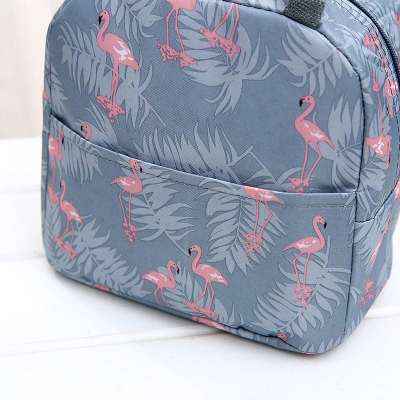 pochette du sac isotherme repas flamants roses