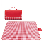 rug covering picnic tiles red