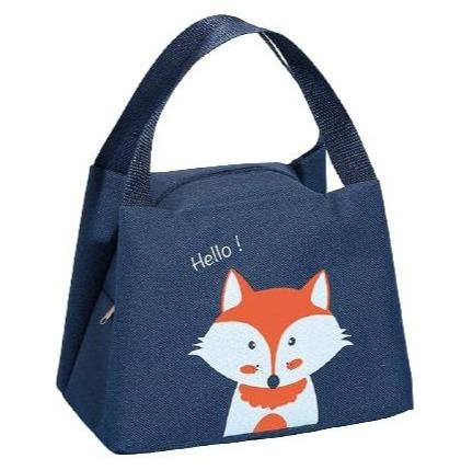 sac isotherme bleu foncé pour repas avec motif renard mignon