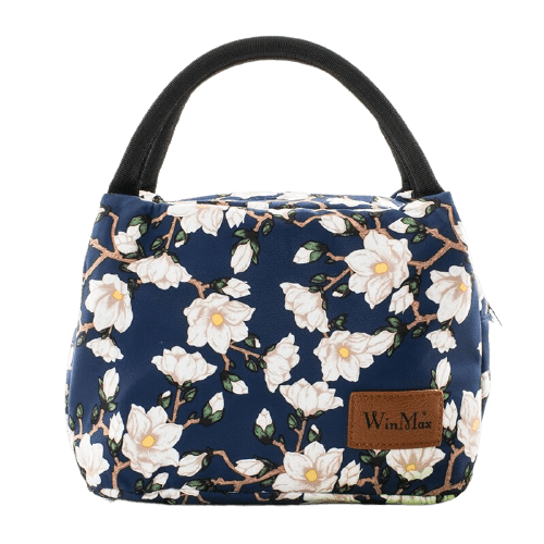 sac isotherme pour repas bleu motif fleurs