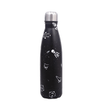insulated stainless steel water bottle black with little alien and rocket