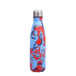 insulated stainless steel water bottle blue and red with a bike