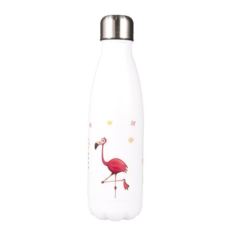 insulated stainless steel water bottle crazy white flamingo