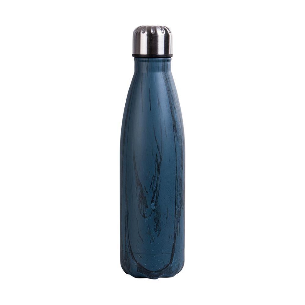 insulated Stainless Steel Water Bottle dark blue wood