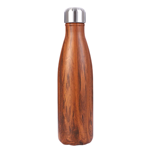 insulated stainless steel water bottle elm wood 17oz
