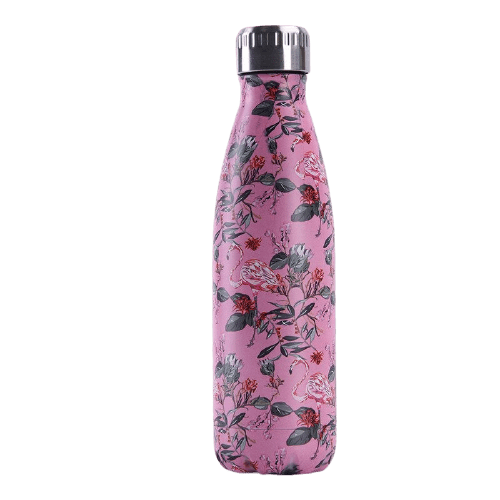 insulated stainless steel water bottle Flamingo and Roses 17oz