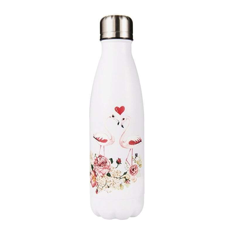 insulated stainless steel water bottle flamingo couple