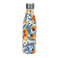 insulated Stainless Steel Water Bottle happy flower blue and orange