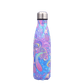 insulated stainless steel water bottle fantaisy blue and purple pattern