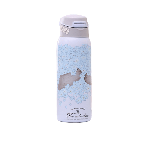 insulated stainless steel water bottle Nature Flowered Blue