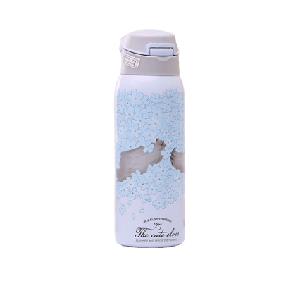 insulated stainless steel water bottle Nature Flowered Blue