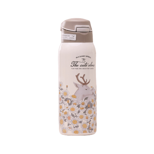 insulated stainless steel water bottle Nature Flowered Brown
