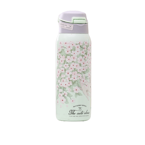 insulated stainless steel water bottle Nature Flowered Green