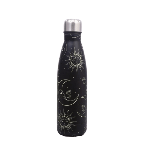 insulated stainless steel water bottle black nocturnal stars sun and moon
