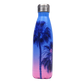 insulated Stainless Steel Water Bottle palm tree sunset blue and pink