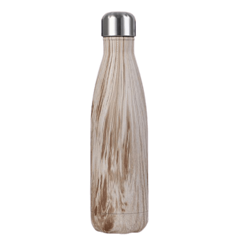 insulated stainless steel water bottle pine wood 17oz