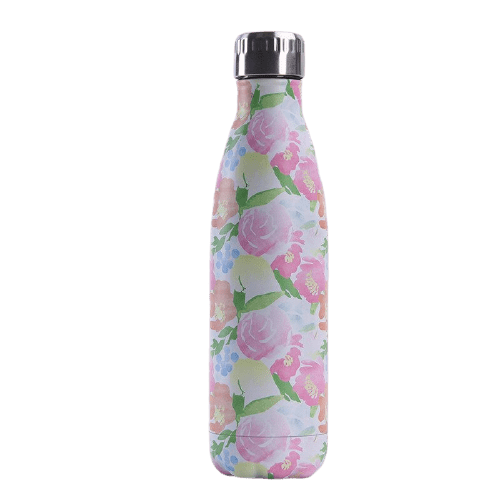 stainless steel water bottle pink camelia 17oz