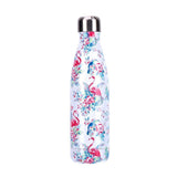 insulated Stainless Steel Water Bottle pink flamingo and flowers