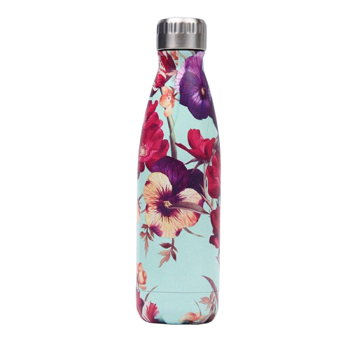 insulated Stainless Steel Water Bottle red and purple flowers
