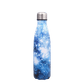 insulated stainless steel water bottle light blue and white with reflection of stars