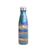insulated stainless steel water bottle beach landscape and twilight reunion island