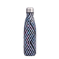 insulated stainless steel water bottle with black sweet line with light blue and purple
