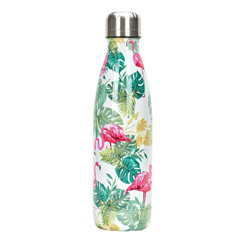 insulated stainless steel water bottle tropical flamingo