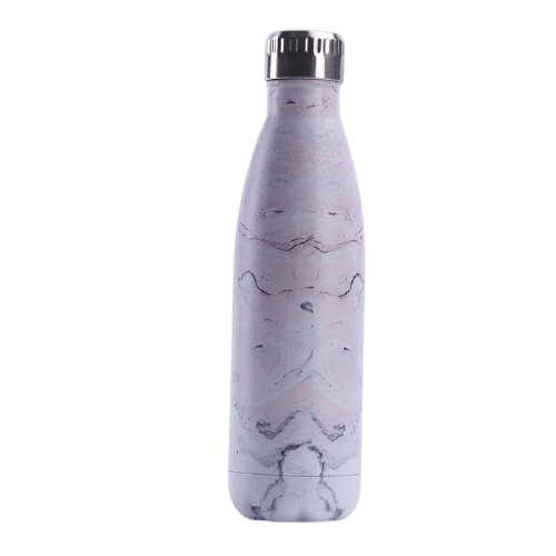 insulated stainless steel water bottle White and Pink Marble 17oz